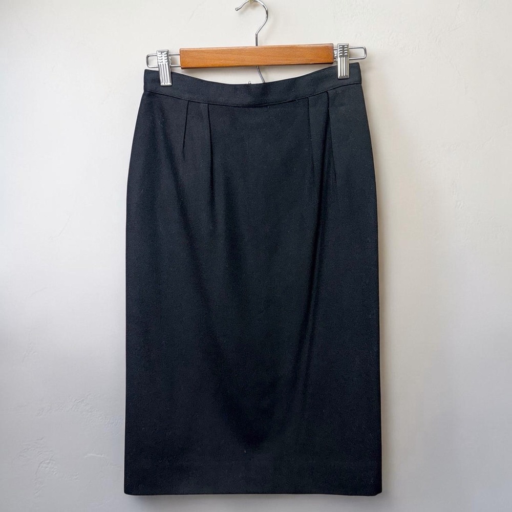 Womens Black Wool Pencil Skirt Career Work‎ Knee Length Classic Lined Size 10